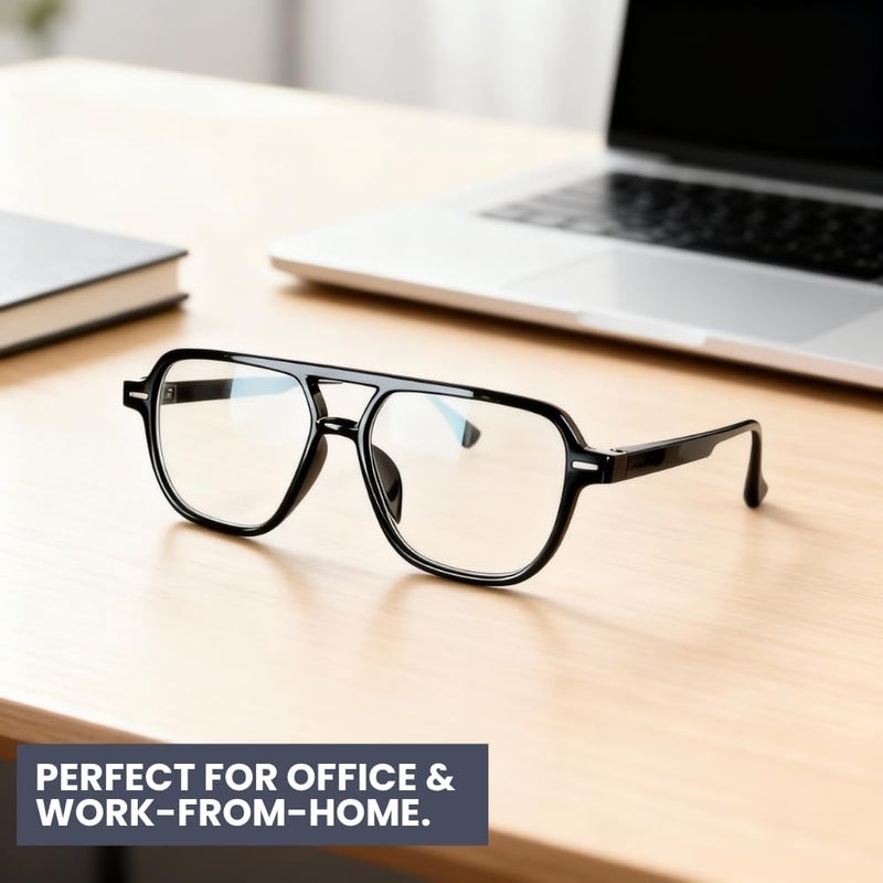 LENS+ Lensplus Aviator TR Full Rim Eyeglasses with Blue Cut Lightweight Unisex Eyewear for Men & Women | Stylish Computer & Daily Use Frame - Image 3