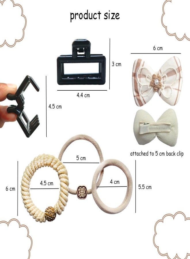 KARP Hair Accessories Combo Set for Women & Girls | Bow Hair Clips, Elastic Hair Bands & Hair Claw Clips | Neutral Shades Hair Styling Set for Daily Use - Image 4
