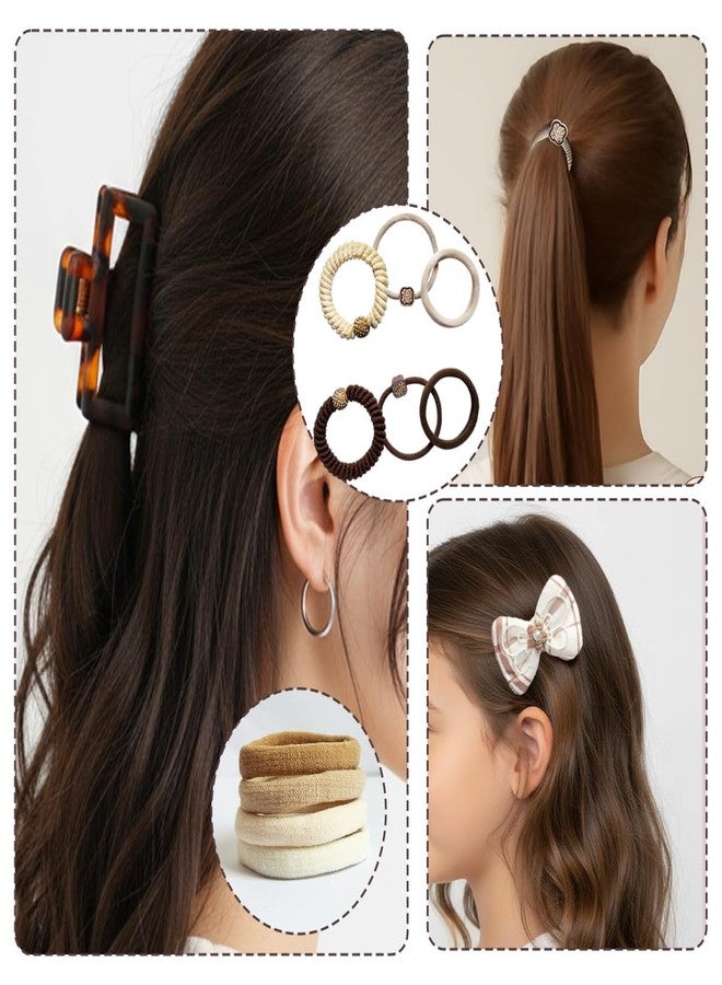KARP Hair Accessories Combo Set for Women & Girls | Bow Hair Clips, Elastic Hair Bands & Hair Claw Clips | Neutral Shades Hair Styling Set for Daily Use - Image 3