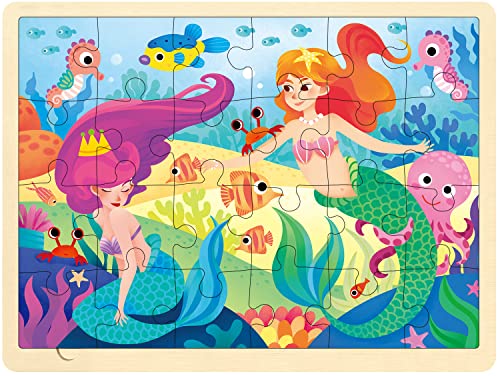 MoinKidz Wooden Puzzles for Kids Ages 35 2 Pack 24 Piece Puzzle for 3 Year Old Little Mermaid and Dinosaur Preschool Toddler Puzzles with Picture Underneath - Image 5