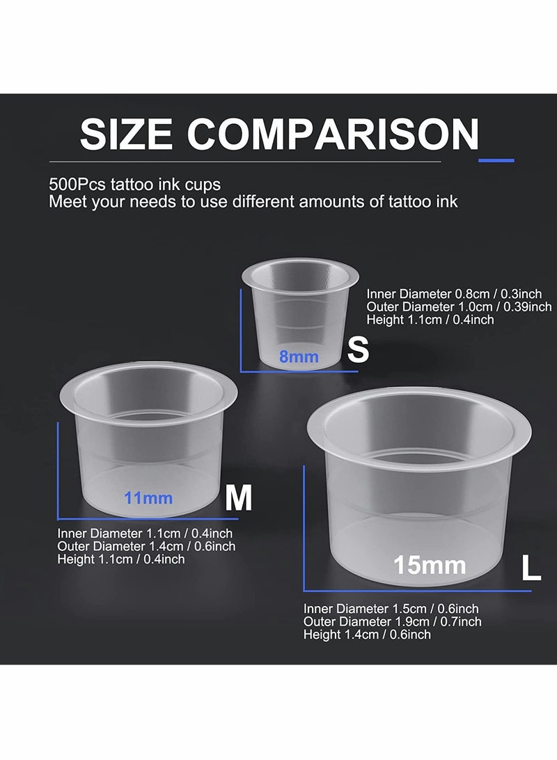 300 Pcs Mixed Size Disposable Ink Cups, 8mm 11mm 15mm Diameter Plastic Caps for Ink Supplies - Image 2