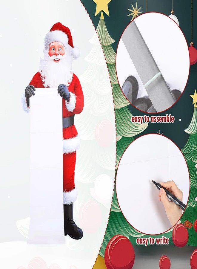 Canchiing 71 x 28 Inches Large Santa Cutout with Wish List Sign Board Christmas Life Size Santa Cardboard Cutout Stand up for Home Xmas Christmas Party Holiday Decoration - Image 3