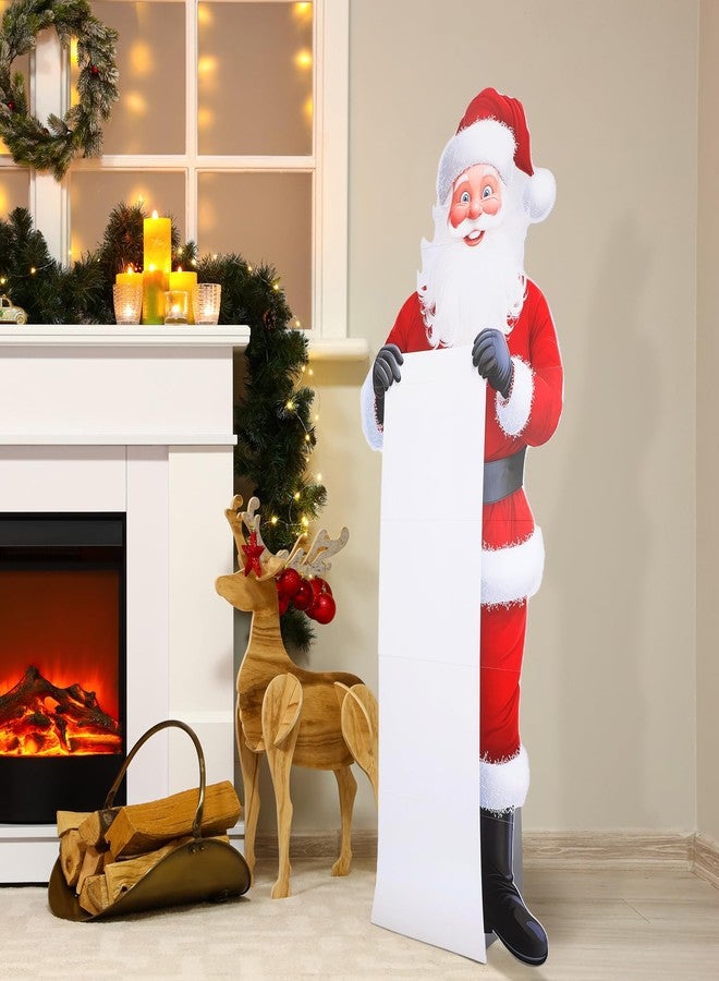 Canchiing 71 x 28 Inches Large Santa Cutout with Wish List Sign Board Christmas Life Size Santa Cardboard Cutout Stand up for Home Xmas Christmas Party Holiday Decoration - Image 4