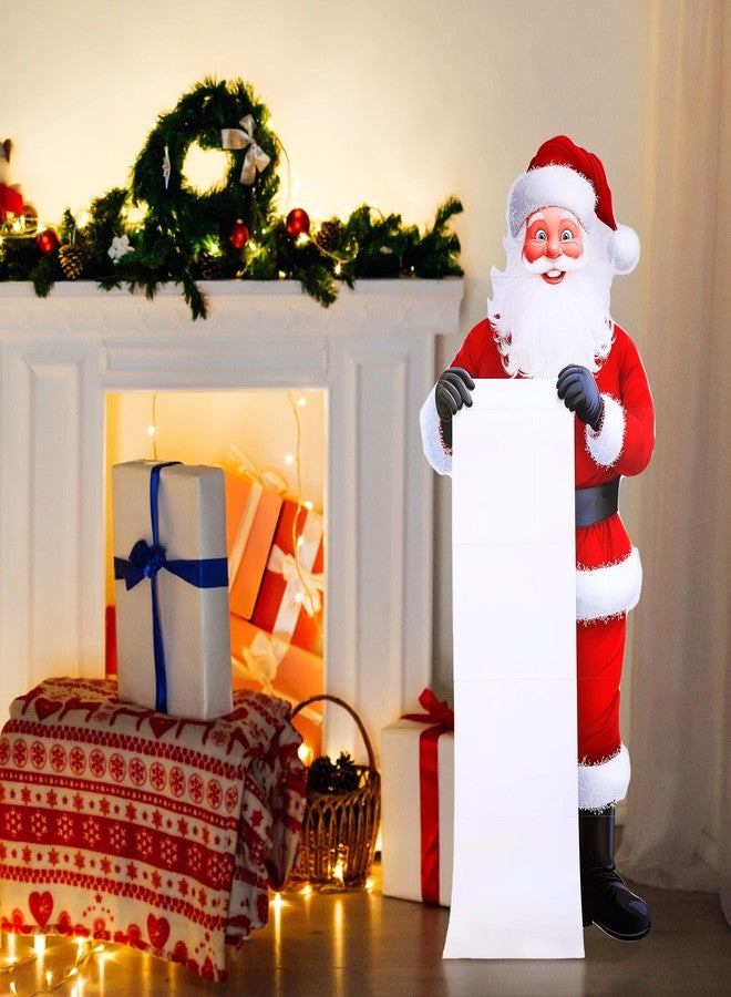 Canchiing 71 x 28 Inches Large Santa Cutout with Wish List Sign Board Christmas Life Size Santa Cardboard Cutout Stand up for Home Xmas Christmas Party Holiday Decoration - Image 1