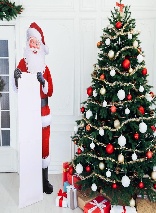 Canchiing 71 x 28 Inches Large Santa Cutout with Wish List Sign Board Christmas Life Size Santa Cardboard Cutout Stand up for Home Xmas Christmas Party Holiday Decoration - Image 5