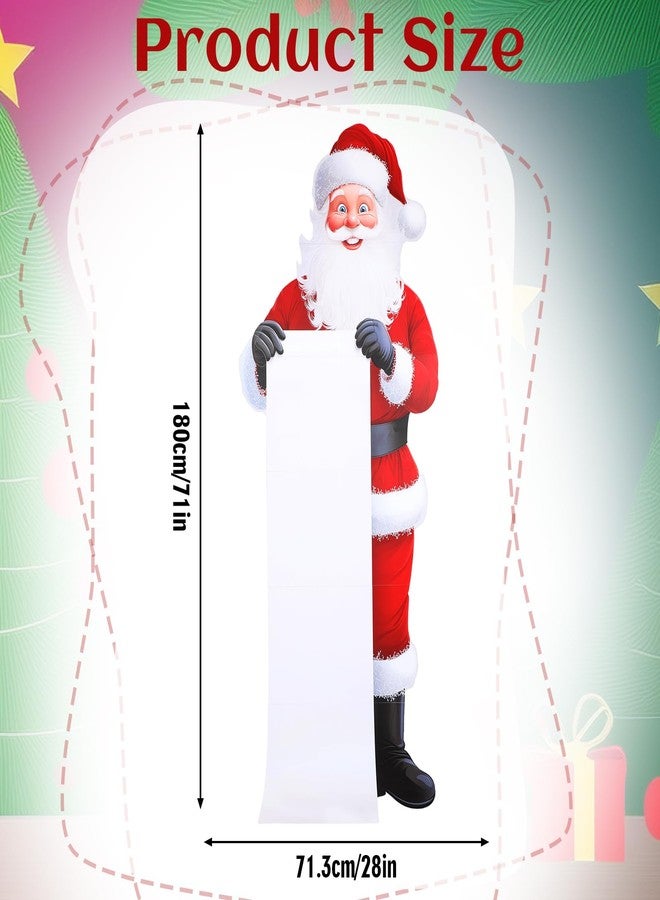 Canchiing 71 x 28 Inches Large Santa Cutout with Wish List Sign Board Christmas Life Size Santa Cardboard Cutout Stand up for Home Xmas Christmas Party Holiday Decoration - Image 2