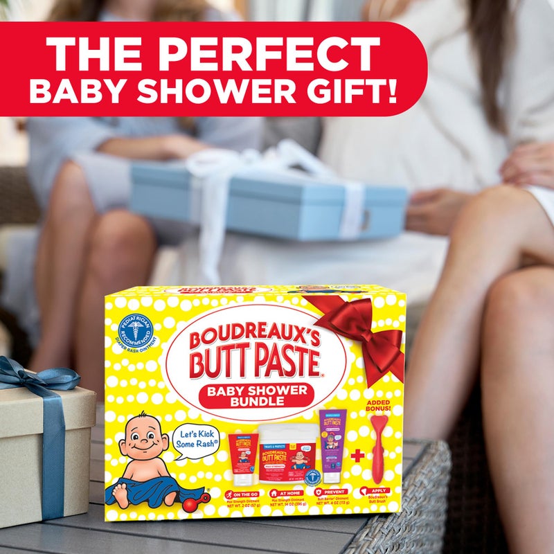Boudreaux's Butt Paste Boudreauxâ€™s Butt Paste Baby Shower Bundle with 3 Newborn Essentials â€“ Zinc Oxide Diaper Rash Cream (14 Oz Jar & 2 Oz Tube), Preventative Ointment (4 Oz Tube) and Silicone Applicator - Image 3
