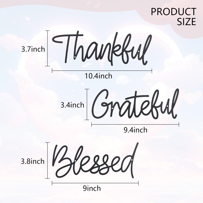 OYEFLY Metal Wall Art Decor,Thankful Grateful Blessed Wall Deco (style 1) - Image 2