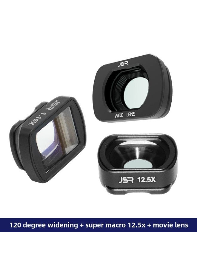 Applicable To Osmo Pocket3 Macro Increasing Distance Magnetic Microscope Lens Professional Photography Filter Accessories-Color:120 Degree Widening + Super Macro 12.5x + Movie Lens - Image 1