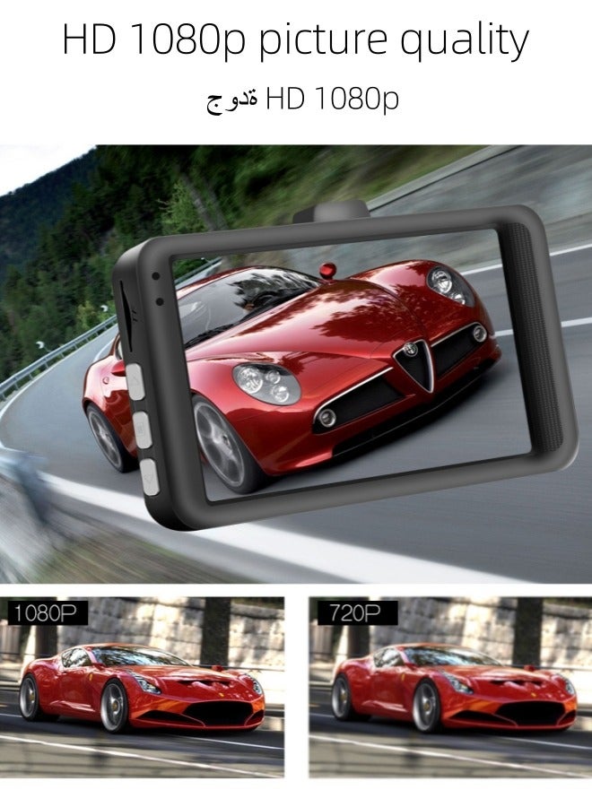 دبليو دي آر GT600 Dash Cam أمامية وخلفية مزدوجة Dash Cam 3 بوصة كاميرا لوحة القيادة Full HD 170 درجة كاميرا احتياطية بزاوية واسعة مع رؤية ليلية WDR G-Sensor شاشة وقوف السيارات حلقة تسجيل كشف الحركة - Image 4