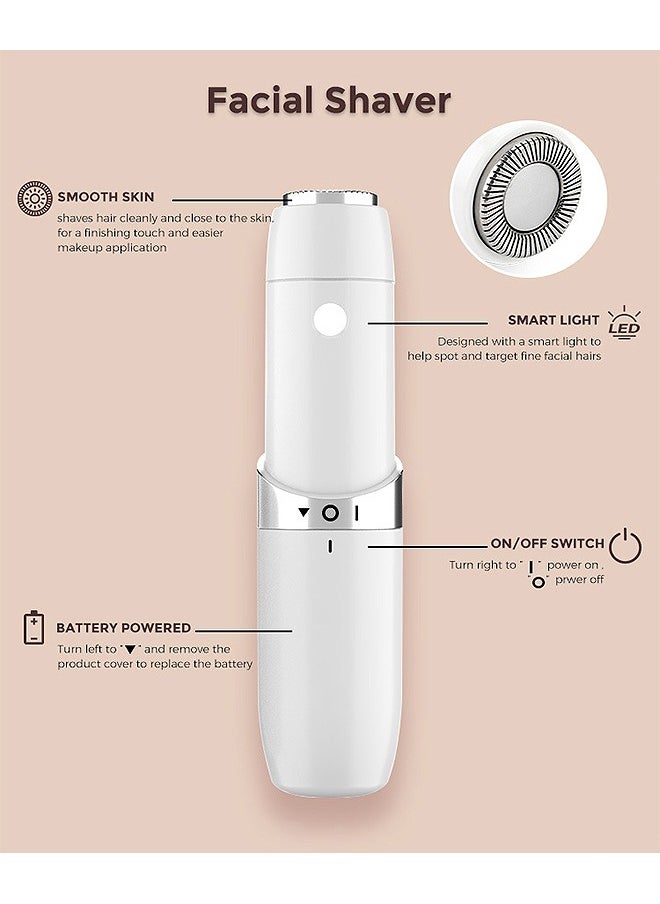 MAANGE Electric Epilators with Smart Light, Mini Dry Cell Battery Version Facial Hair Remover, Face Razors for Women (White)  - Image 3
