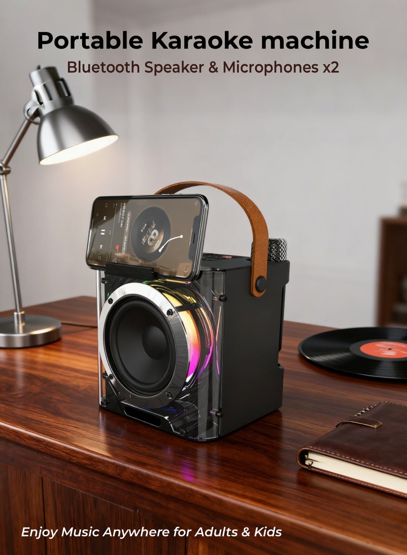 Karaoke Machine with Bluetooth Speaker & Dual Microphones - Portable Wireless Singing Speaker, RGB Party Lights, 10H Playtime, Built-in Bass - Perfect for Adults & Kids - Image 1