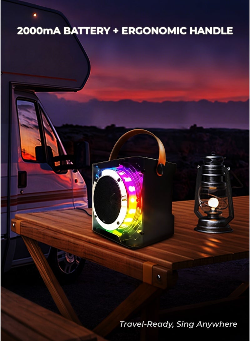 Karaoke Machine with Bluetooth Speaker & Dual Microphones - Portable Wireless Singing Speaker, RGB Party Lights, 10H Playtime, Built-in Bass - Perfect for Adults & Kids - Image 2