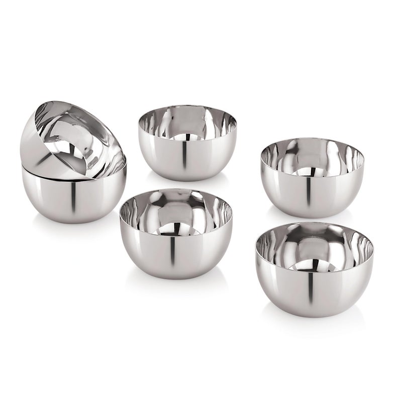 Priya Stainless Steel Set of 6 Bowls - Serving, Dessert, Curry, Soup Bowls (Wati, Vati, Katori), Small Size for Rice, Side Dishes, Kitchen & Dining, Solid, Durable, Rust-Resistant Design - Image 1