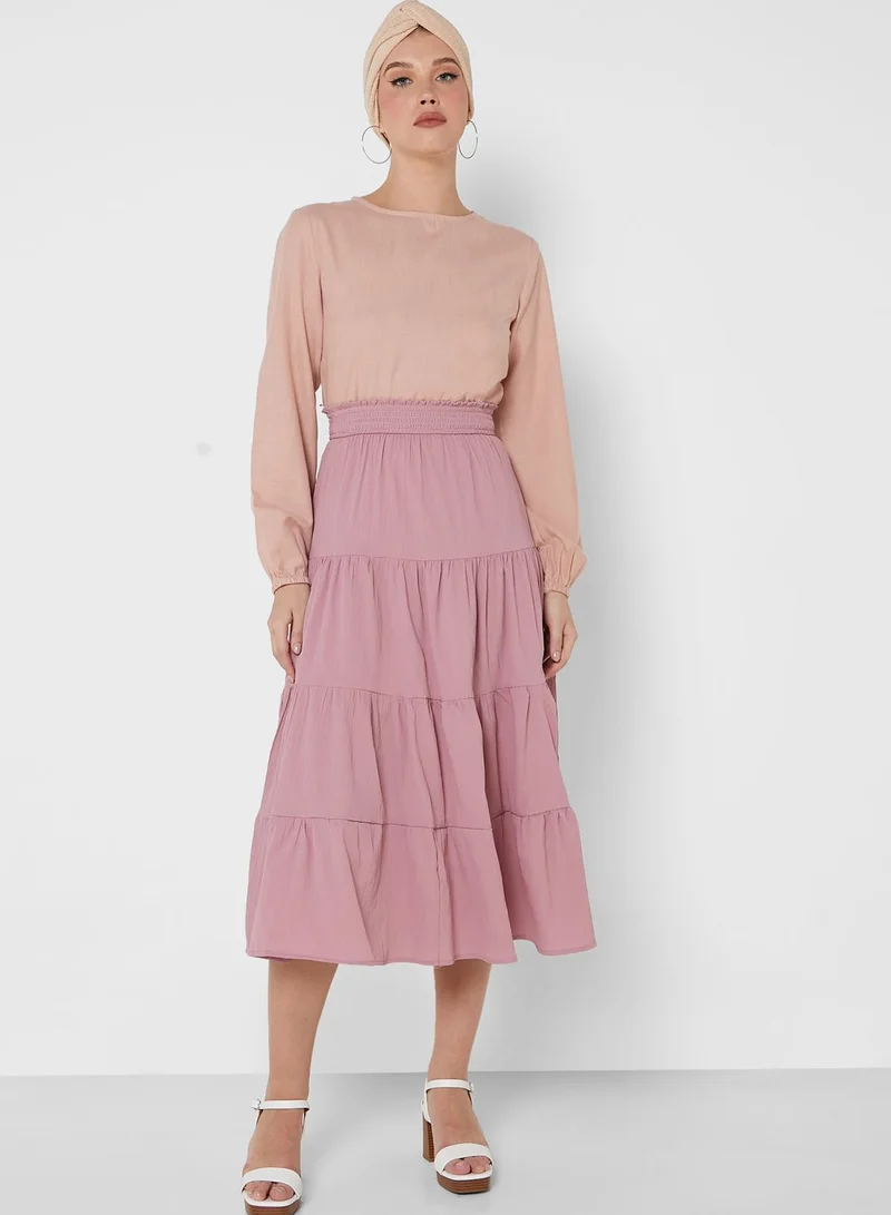 Khizana Tiered Solid Skirt