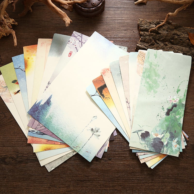 Chinese Style Letter Paper Set Romantic Retro Aesthetic Confession Love Letter Paper 4 Letter Paper + 2 Envelopes - Image 2