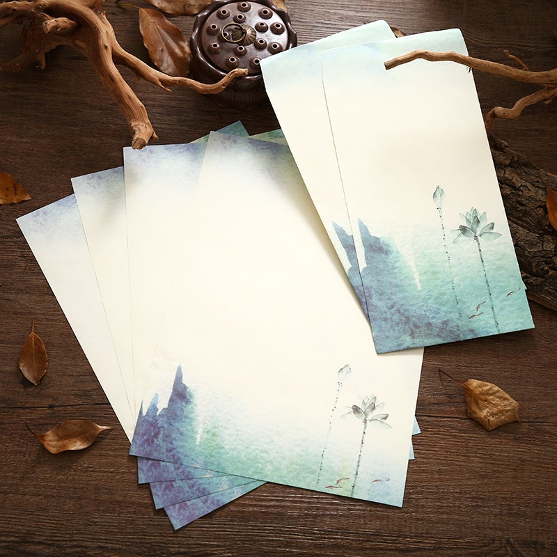 Chinese Style Letter Paper Set Romantic Retro Aesthetic Confession Love Letter Paper 4 Letter Paper + 2 Envelopes - Image 1