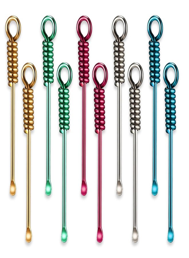 Dcoteh 10Pcs Mini Spoon Tiny Shovel Spoon Portable Scoop Pendant Tiny Powder Spoons for Spices Salts Sand Spice Scoop - Image 1
