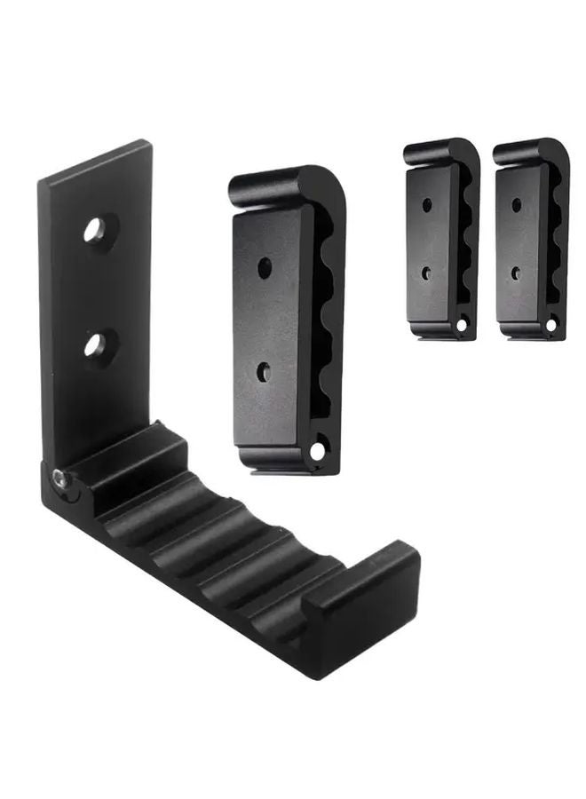 4pcs Black Wall Mounted Foldable Hooks Aluminum Easy Install Storage Bathroom - Image 2