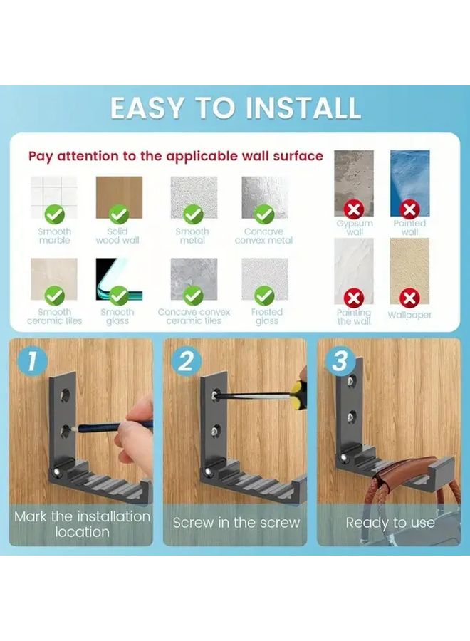 4pcs Black Wall Mounted Foldable Hooks Aluminum Easy Install Storage Bathroom - Image 5