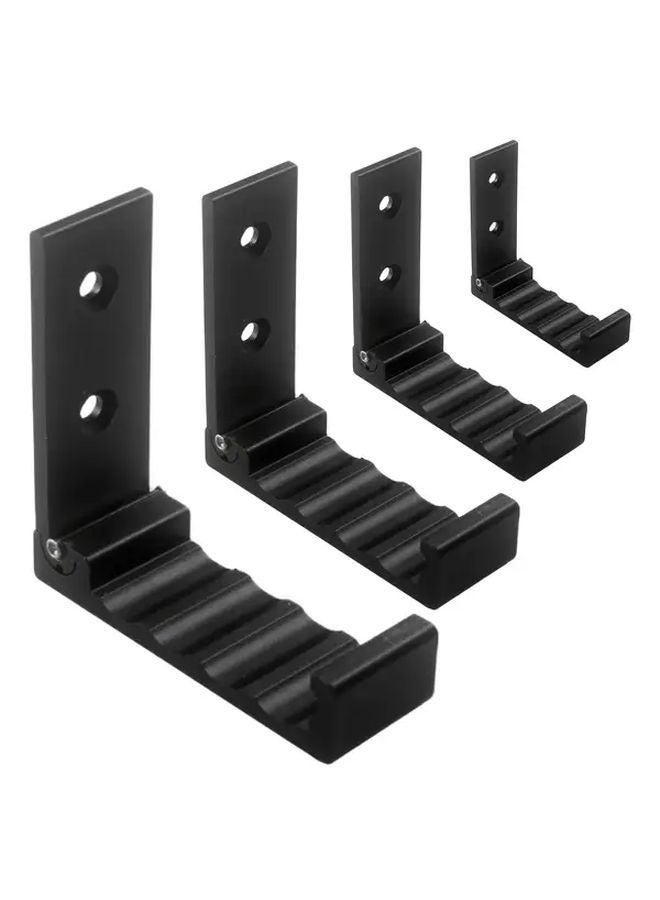 4pcs Black Wall Mounted Foldable Hooks Aluminum Easy Install Storage Bathroom - Image 1