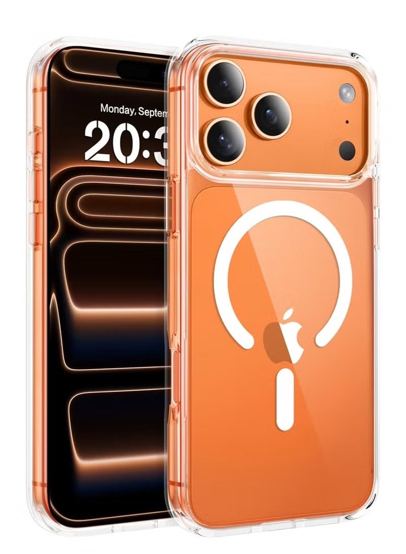 جراب شفاف لهاتف iPhone 17 Pro Max، نحيف مضاد للاصفرار، متوافق مع MagSafe، حماية عسكرية من الصدمات الصلبة PC + TPU، مضاد للخدش، حواف مرتفعة، يدعم الشحن اللاسلكي - Image 1