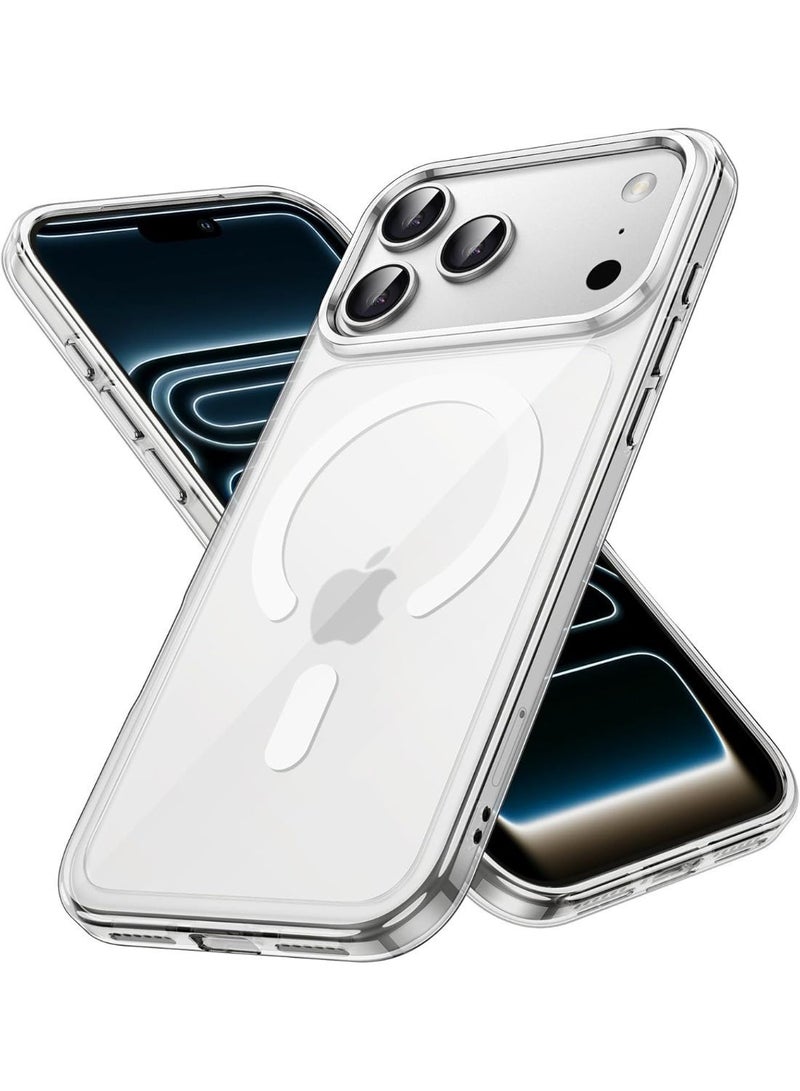 جراب شفاف لهاتف iPhone 17 Pro Max، نحيف مضاد للاصفرار، متوافق مع MagSafe، حماية عسكرية من الصدمات الصلبة PC + TPU، مضاد للخدش، حواف مرتفعة، يدعم الشحن اللاسلكي - Image 3