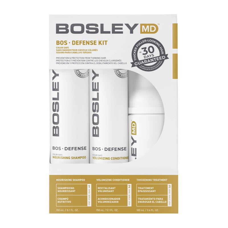 مجموعة BosleyMD BosDefense لمنع تساقط الشعر (آمنة للألوان)، حجم البداية (30 يومًا).