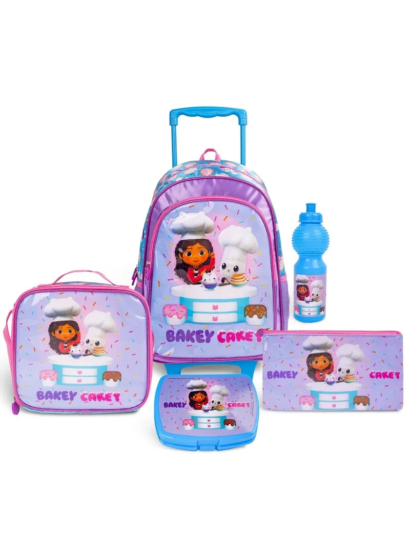 UNIVERSAL 5-in-1 Trolley School Bag Set - Ergonomic Backpack, Water Bottle, Lunch Box, Insulated Bag &amp; Pencil Case, Lightweight &amp; Durable, for Girls 6+, Perfect for School &amp; Travel