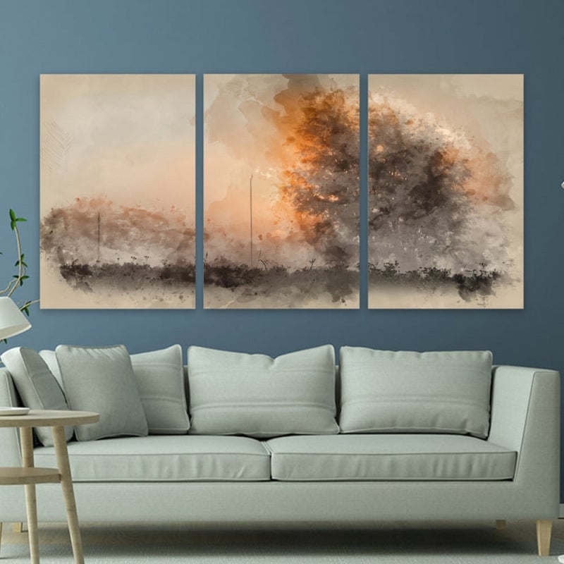 Marktna Three luxurious modern-designed canvas prints with a hollow frame, measuring (150×70), three pieces - Image 1