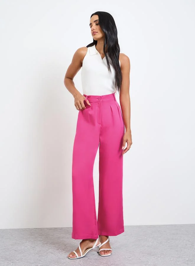 تايك تو Pink Solid Straight Leg Pants