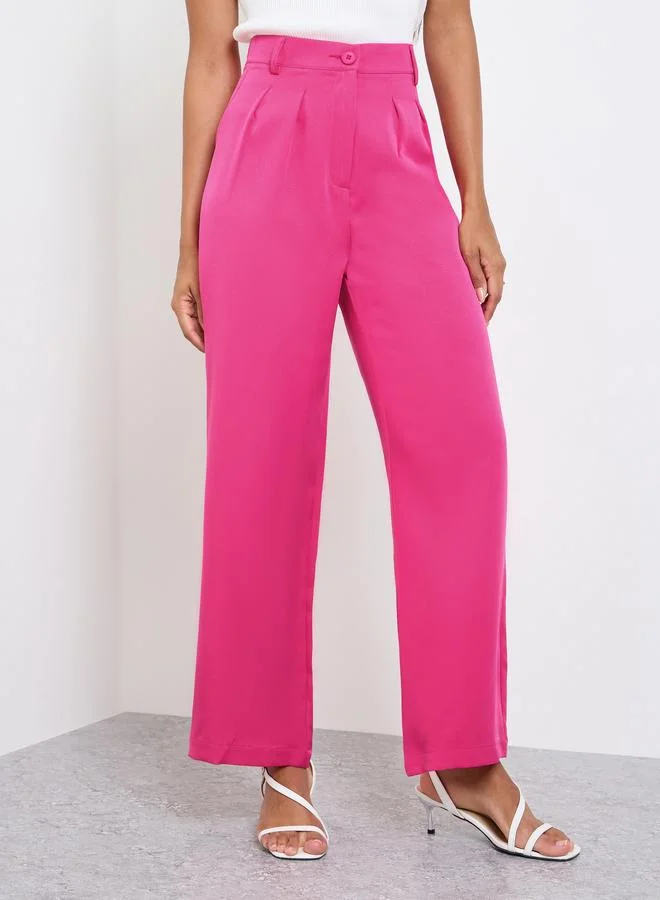 تايك تو Pink Solid Straight Leg Pants