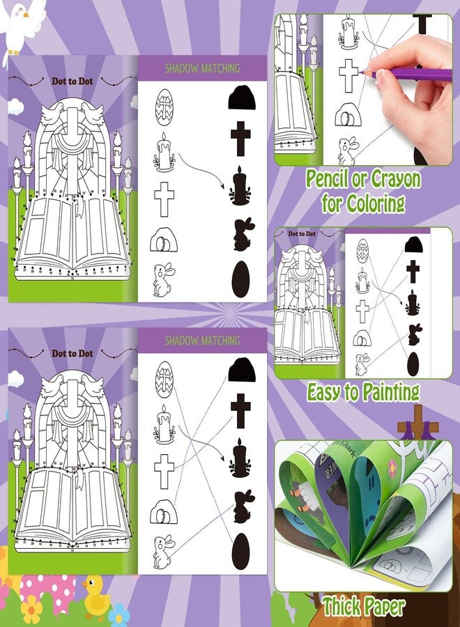 JAPBOR Religious Easter Coloring Books - 24PCS Mini He is Risen Activity Color Crafts Book Bulk for Kid Games Gift Party Favor, Christian Bible Jesus Small Colour Pages for Sunday School Church Class - Image 3