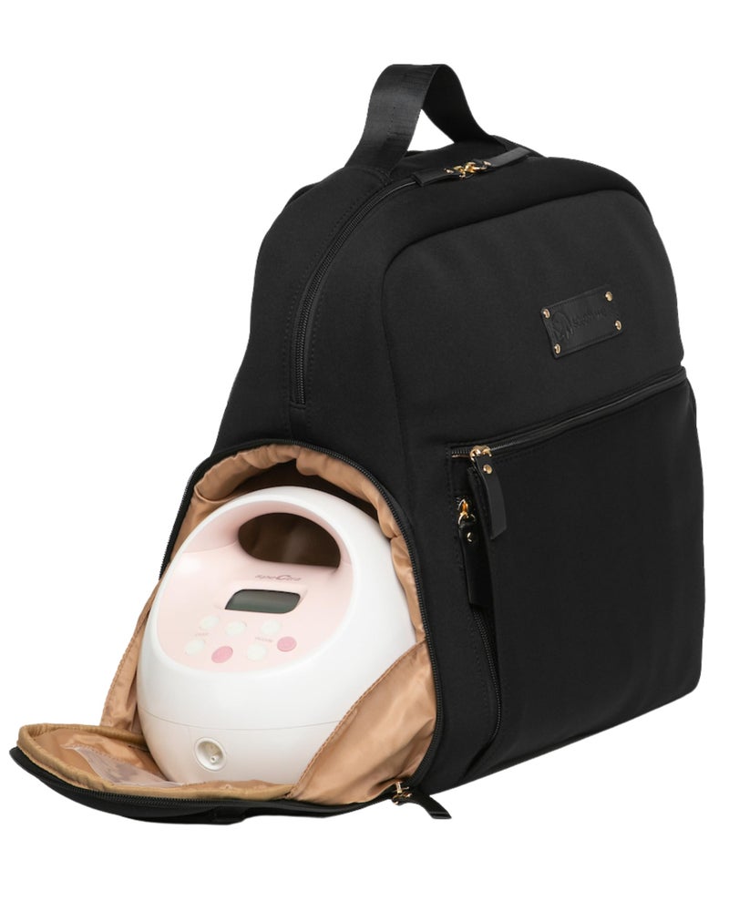 Sarah Wells Fiona Breast Pump Backpack Machine Washable Neoprene Pump Bag with Insulated Milk Storage Laptop Pocket Adjustable Straps Stylish Breastfeeding Backpack for Work Travel Black - Image 2