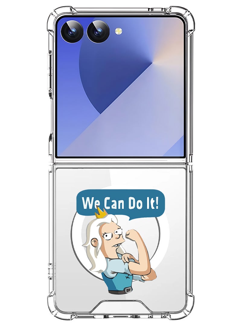 Theodor Magnetic Case for Samsung Galaxy Z Flip 7 Compatible with MagSafe Wireless Charging, Shockproof Phone Bumper Cover We can do it-01 - Image 1