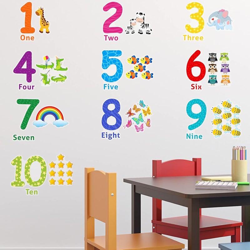 Outus Number and Alphabet Wall Decals - Peel and Stick Animal Stickers for Children's Education - 123 Classroom Decor for Kids Nursery, Bedroom, Living Room, Playroom - Image 1