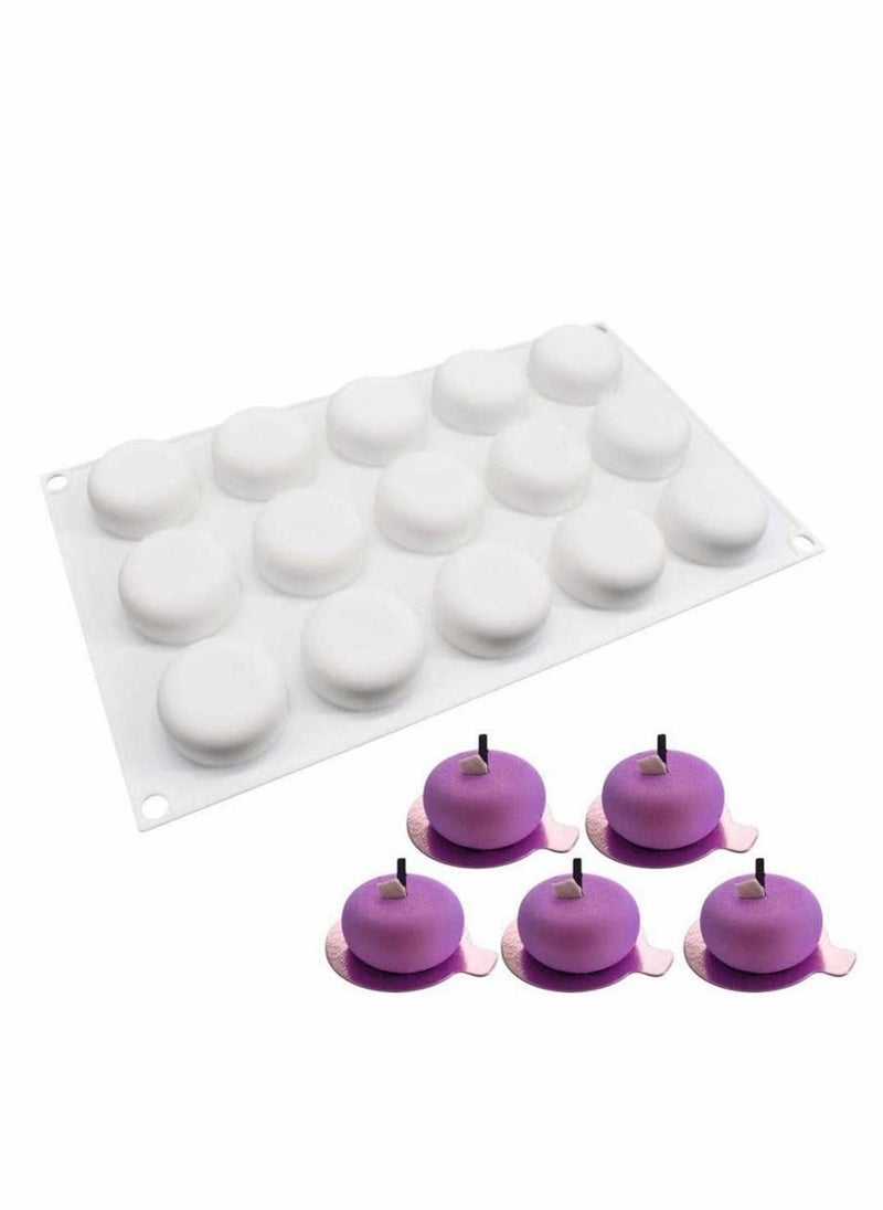 NIBEMINENT - Mousse Mould, Silicone Dessert Moulds for Jelly Pudding Chocolate Round Shape Mould Half Ball Sphere Muffin Pastry Tray Making Cake Dome Pudding, 15 Holes - Image 1