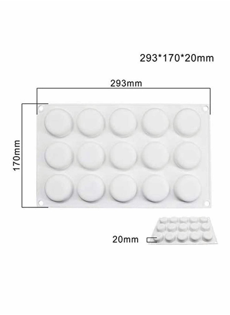 NIBEMINENT - Mousse Mould, Silicone Dessert Moulds for Jelly Pudding Chocolate Round Shape Mould Half Ball Sphere Muffin Pastry Tray Making Cake Dome Pudding, 15 Holes - Image 1