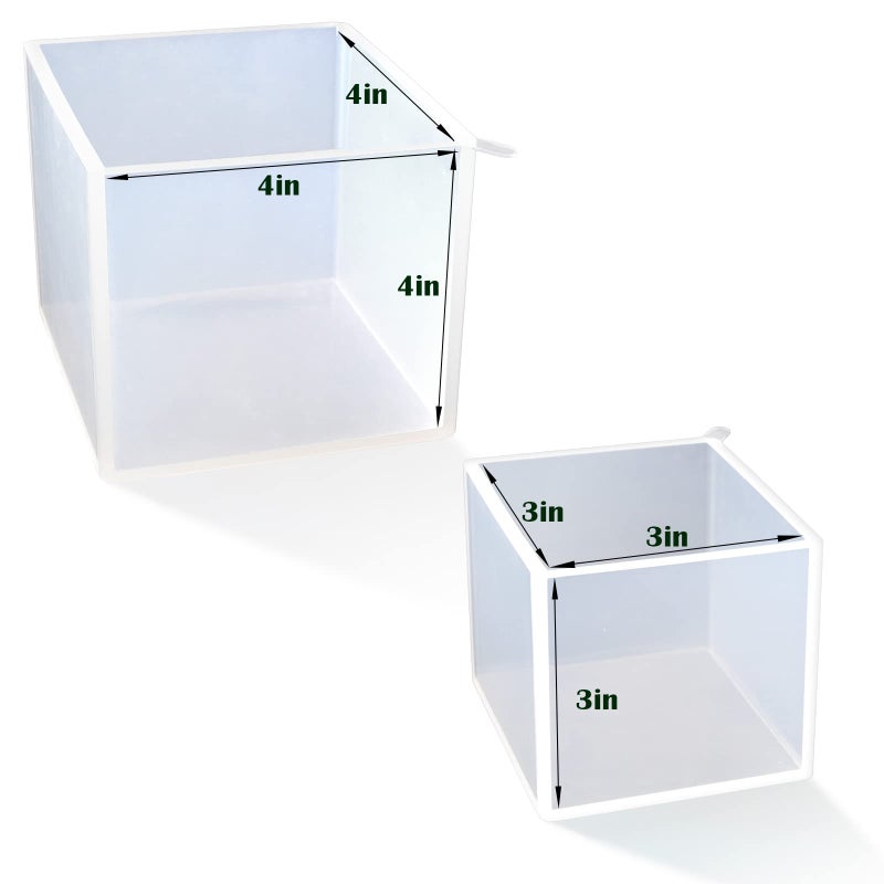 Sakolla Large Square Resin Molds-Large Cube Silicone Casting Molds for DIY Art Epoxy Resin,Transparent Deep Square Silicone Molds for Resin Casting,4 Inch and 3Inch,2 Pack - Image 3