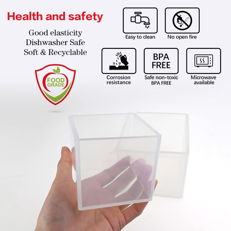Sakolla Large Square Resin Molds-Large Cube Silicone Casting Molds for DIY Art Epoxy Resin,Transparent Deep Square Silicone Molds for Resin Casting,4 Inch and 3Inch,2 Pack - Image 2