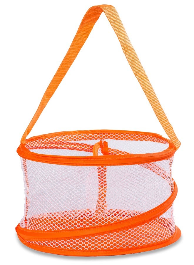Handy Laundry Foldable Shower Caddy - Collapsible, Portable, Drainage Hole, Carry Handle, Large Compartments, Great Organizer for Camp, Travel, Gym, and Dorm (Orange) - Image 2