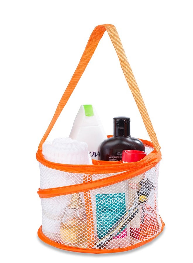 Handy Laundry Foldable Shower Caddy - Collapsible, Portable, Drainage Hole, Carry Handle, Large Compartments, Great Organizer for Camp, Travel, Gym, and Dorm (Orange) - Image 1