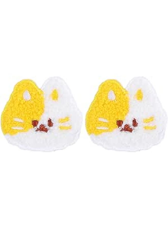 2pcs Adhesive Felt Stickers Cartoon Cat Patches for Bag Clothing Decoration - Image 1