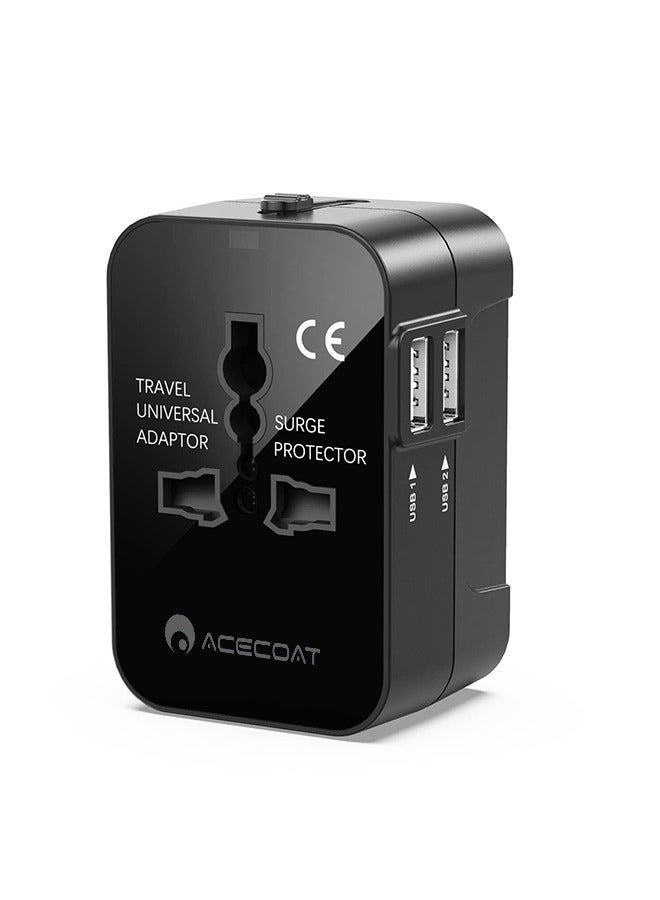 All in One Universal International Adapter Multifunctional Travel Plug for EU UK US AU AC AC Power Charger Socket Converter Socket Plug Adapter Connector with 2 USB Ports - Image 1