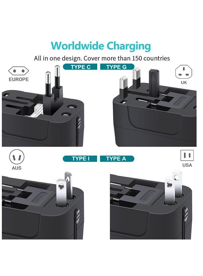 All in One Universal International Adapter Multifunctional Travel Plug for EU UK US AU AC AC Power Charger Socket Converter Socket Plug Adapter Connector with 2 USB Ports - Image 2