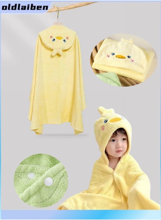 oldlaiben Hooded Baby Towels,Absorbent Large Baby Towel,Soft Premium Coral Fleece Bath Towel,Ultra Absorbent For Baby Cozy And Warm-Bath Essential For Newborn,Infant And Toddler 80*120cm(Yellow)  - Image 1