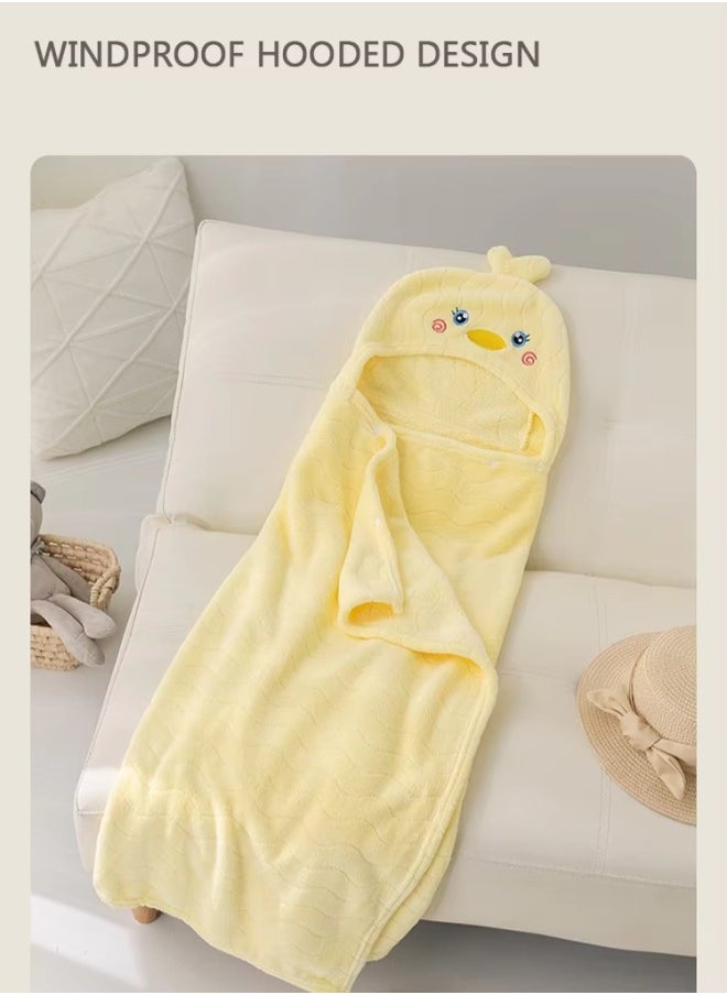 oldlaiben Hooded Baby Towels,Absorbent Large Baby Towel,Soft Premium Coral Fleece Bath Towel,Ultra Absorbent For Baby Cozy And Warm-Bath Essential For Newborn,Infant And Toddler 80*120cm(Yellow)  - Image 2