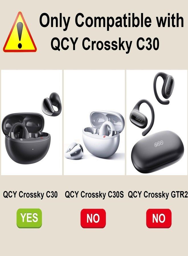 EasyBee [2 Pack] easyBee Case Compatible with QCY Crossky C30 Open-Ear Bluetooth Headphone Charging Cover with 2 Keychain, Soft Liquid Silicone Ultra Thin Shockproof Protective Kit - Black and Blue - Image 2