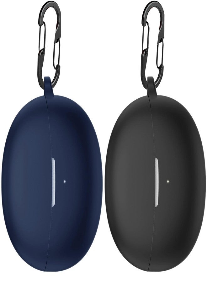 EasyBee [2 Pack] easyBee Case Compatible with QCY Crossky C30 Open-Ear Bluetooth Headphone Charging Cover with 2 Keychain, Soft Liquid Silicone Ultra Thin Shockproof Protective Kit - Black and Blue - Image 1