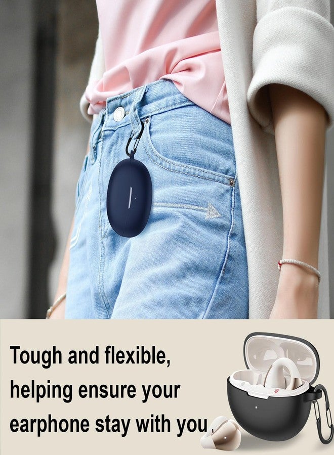 EasyBee [2 Pack] easyBee Case Compatible with QCY Crossky C30 Open-Ear Bluetooth Headphone Charging Cover with 2 Keychain, Soft Liquid Silicone Ultra Thin Shockproof Protective Kit - Black and Blue - Image 4